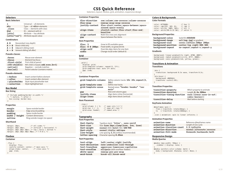 CSS Quick Reference Color thumbnail