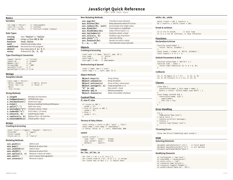 JavaScript Quick Reference Color thumbnail
