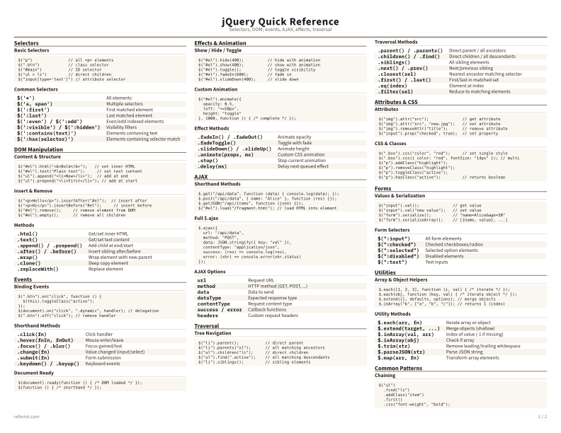 jQuery Quick Reference Color thumbnail
