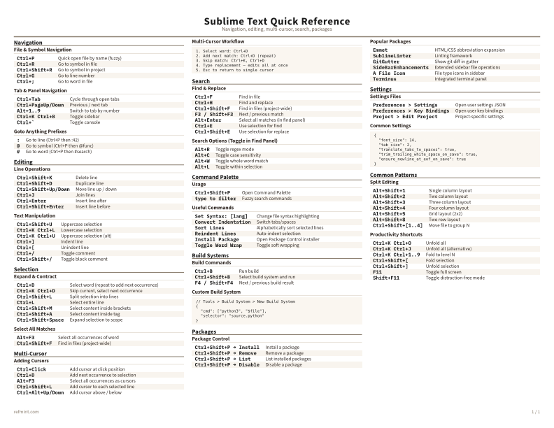Sublime Text Quick Reference Color thumbnail