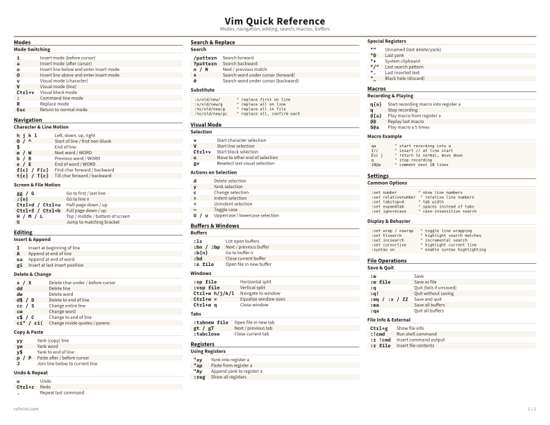 Vim Quick Reference Color thumbnail